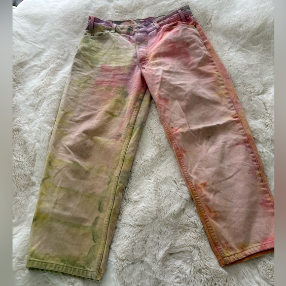 Levi's Women's Tie-Dye Straight Leg Jeans - Pink, Green, Yellow - Picture 6 of 10